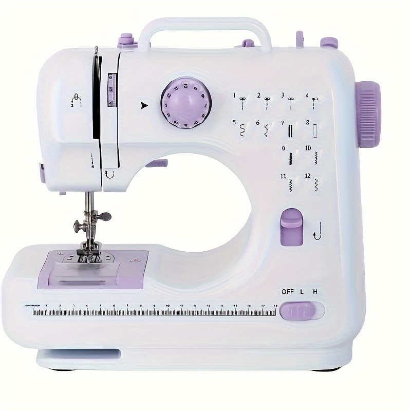 

1pc Easy-to-use Purple Electric Sewing Machine, Portable 12 Built-, Reverse Sewing, Beginners