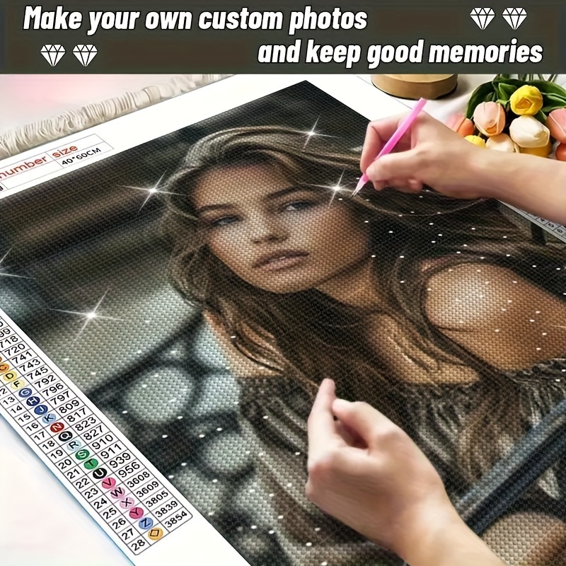 

Custom 5d Full Drill Diamond Painting Kit, Personalized Photo To Diamond Art, Diy Round Diamond Embroidery Craft Set, Memory Preservation Mosaic Home Decor Gift - People Theme On Canvas