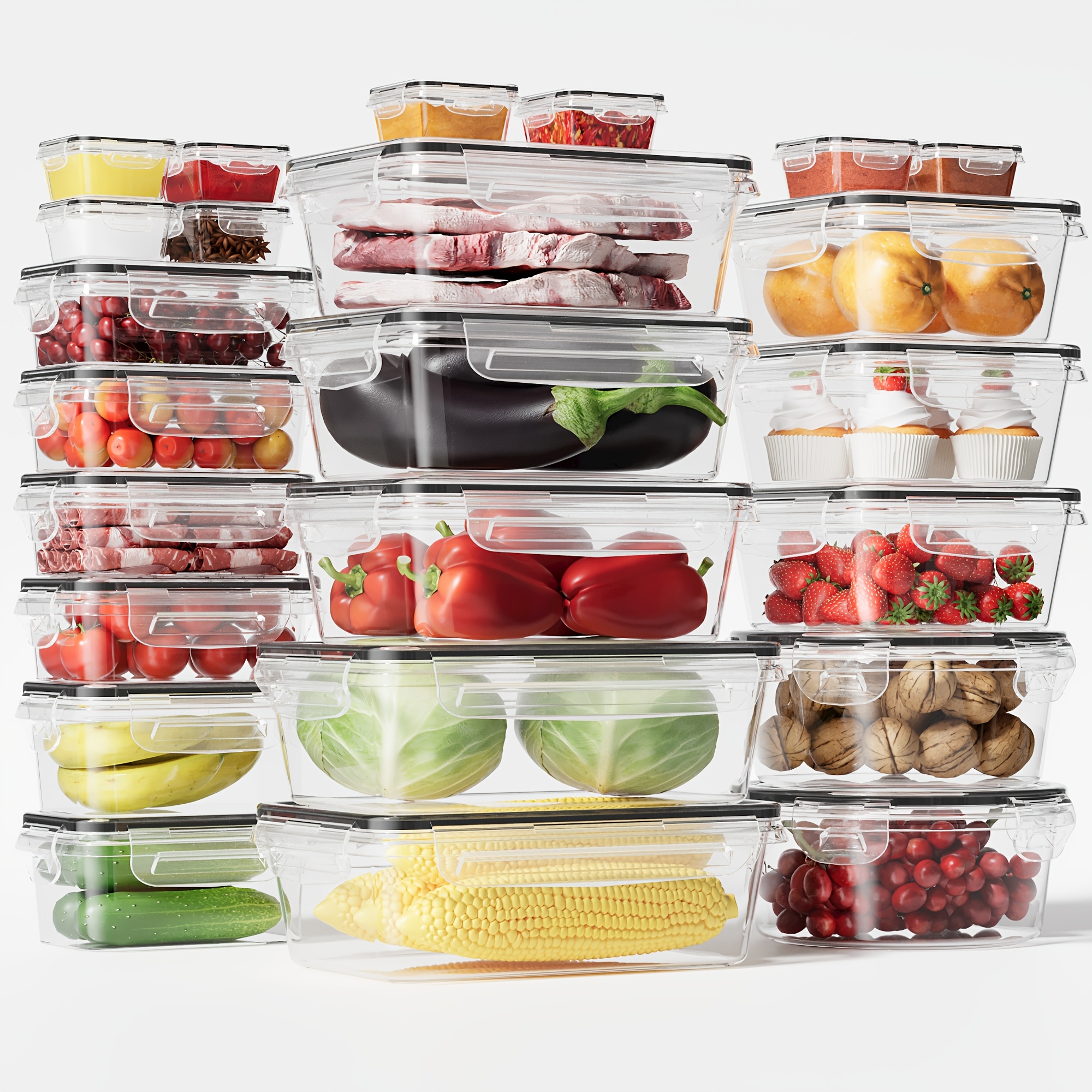 

48pcs Box, Set, 24 + 24 , Bpa-free Preparation , Refrigerator Box, For Organization And , Labels And