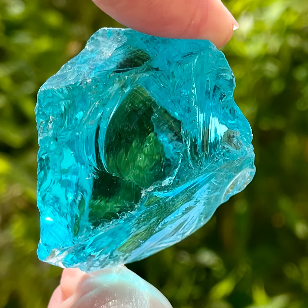 E-shop 1 Stück - Bohemian Blau Andara Vulkanglas Kristall - Rohstein für DIY Handwerk Monatomische Glasperlen, Cabochons & Edelsteinherstellung,