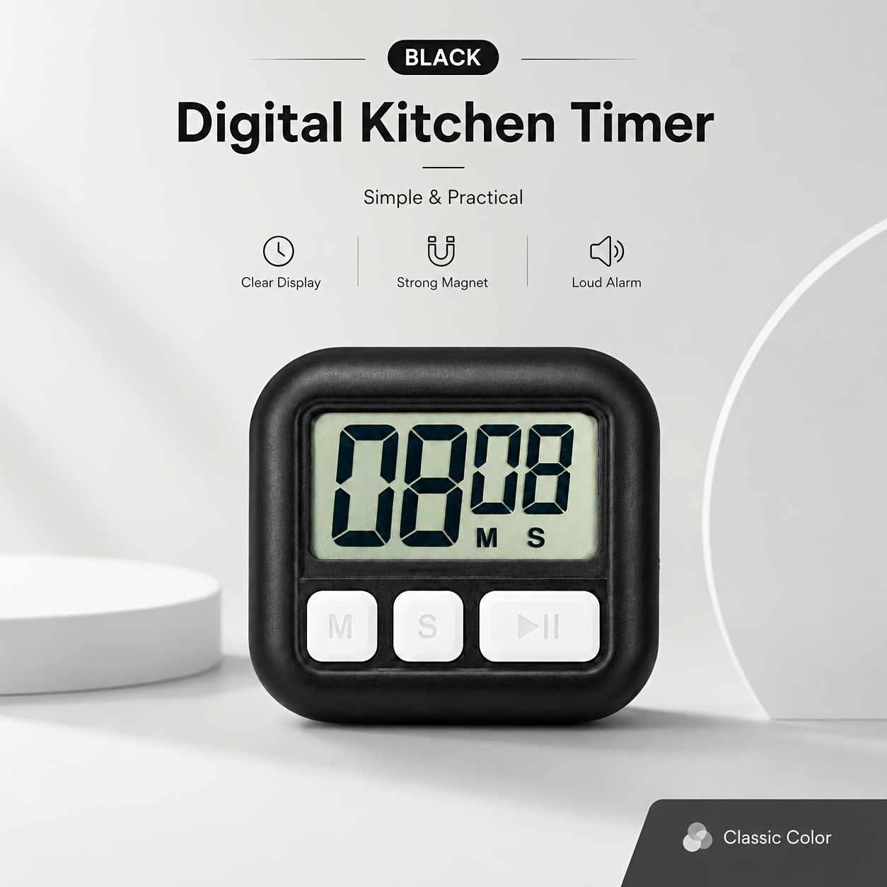 TEMU Digital Kitchen Timer With Large Display, Magnetic Back And Loud Alarm, Easy 3-button Countdown Timer For Cooking, Baking, Classroom, Study,