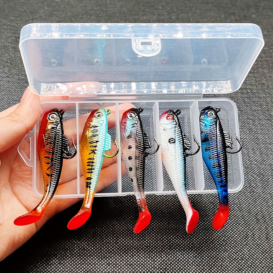 Set Of 5 Soft Bait Fishing Lures, Including Swimbaits And Artificial , Designed For And Trout