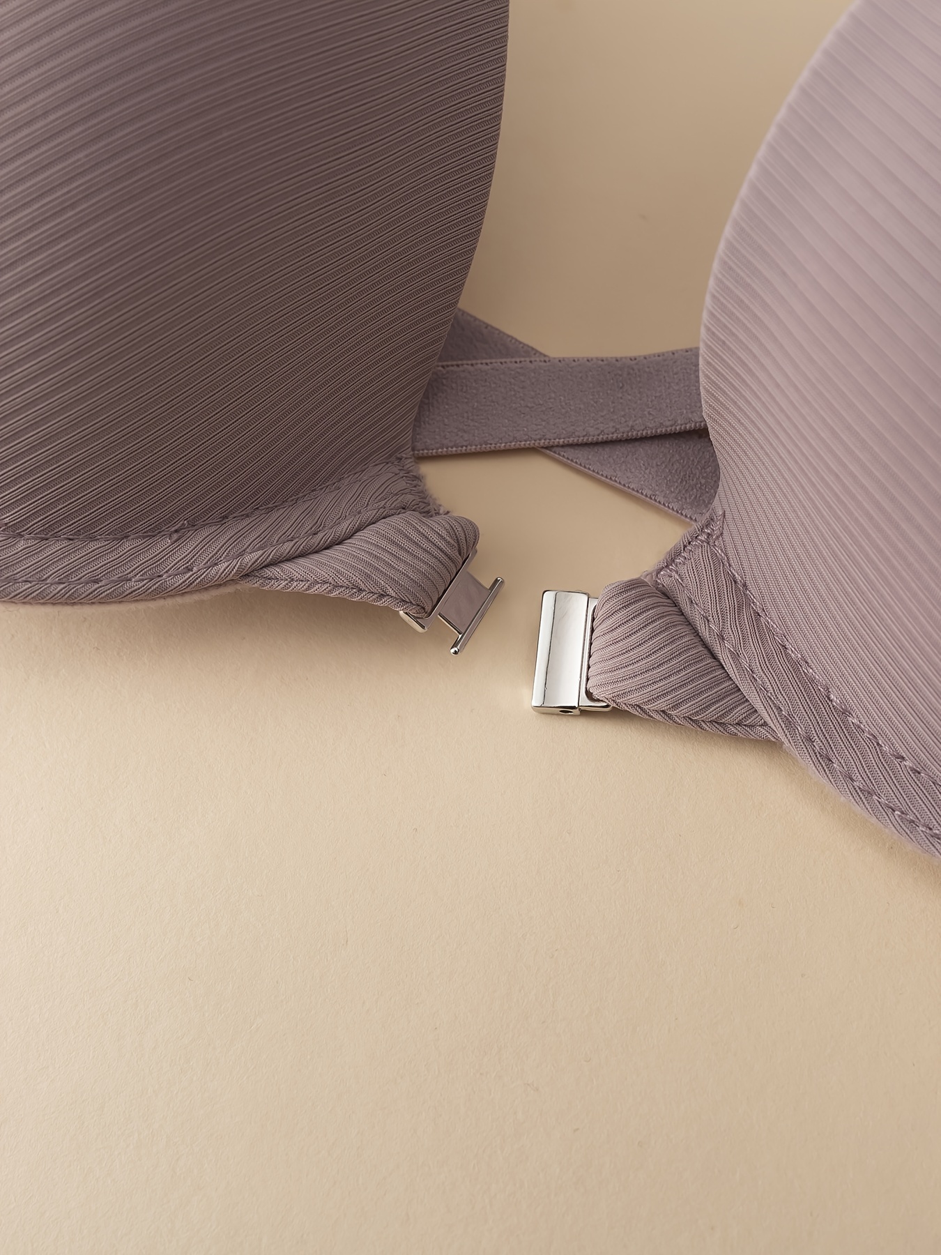 3pcs cross back front closure bra   solid color ribbed underwear lift up anti sagging design thin cup with thin padding casual   bra Product details 6