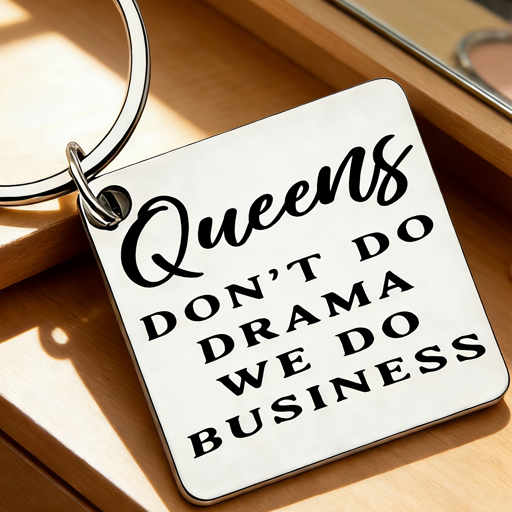 TEMU 1pc "queens Don' Drama" Cool Stainless Steel Keychain, Engraved With A , A Accessory For Career Women And , A Durable Daily Hanging Gift