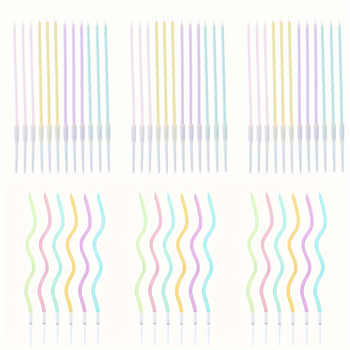 Image of 36-piece Set Of Colorful Long Curly Thin Spiral Birthday Candles For Cake, Suitable For Colorful Parties, Birthdays, Weddings, Holiday Gatherings, And Cake Decorating Supplies