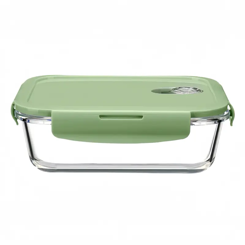 1 rectangular 1040ml borosilicate thickened glass food storage container leak proof healthy and safe microwave and oven refrigerator freezer built in silicone ring with locking airtight lid stackable reusable borosilicate glass food container no electricity required integrated design for bpa free suitable for home and travel use takeout worker bento box Product details 0