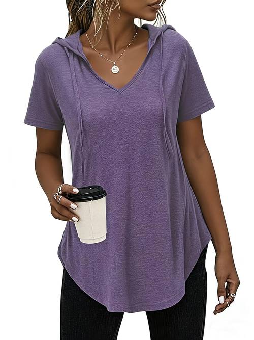 plus size plus size spring summer plus size womens clothing t shirt solid elegant hooded neck t shirt women