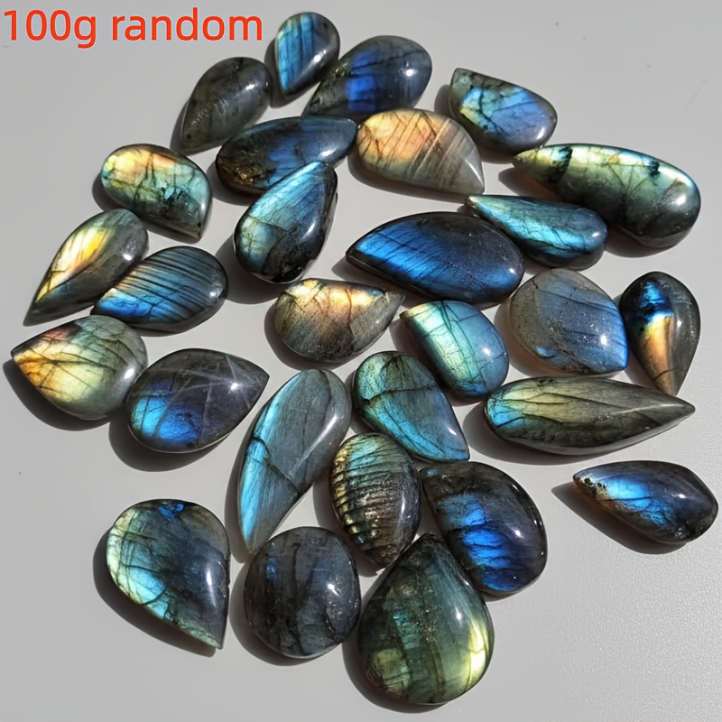 TEMU 100G Assortiment Natuurlijke Labradoriet Ronde Cabochons - Boheemse Stijl, , Ideaal voor Knutselen en Sieraden Maken, Perfect Cadeau Idee, Ring