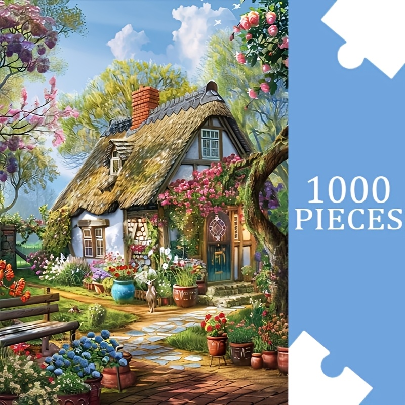 

1000pcs Rustic Cottage Scenery Puzzle - Romantic Architecture Landscape Wall Art - White Cardstock - , Portable Jigsaw For Relaxation & Entertainment - Ideal Gift For All , Cottagecore Decor