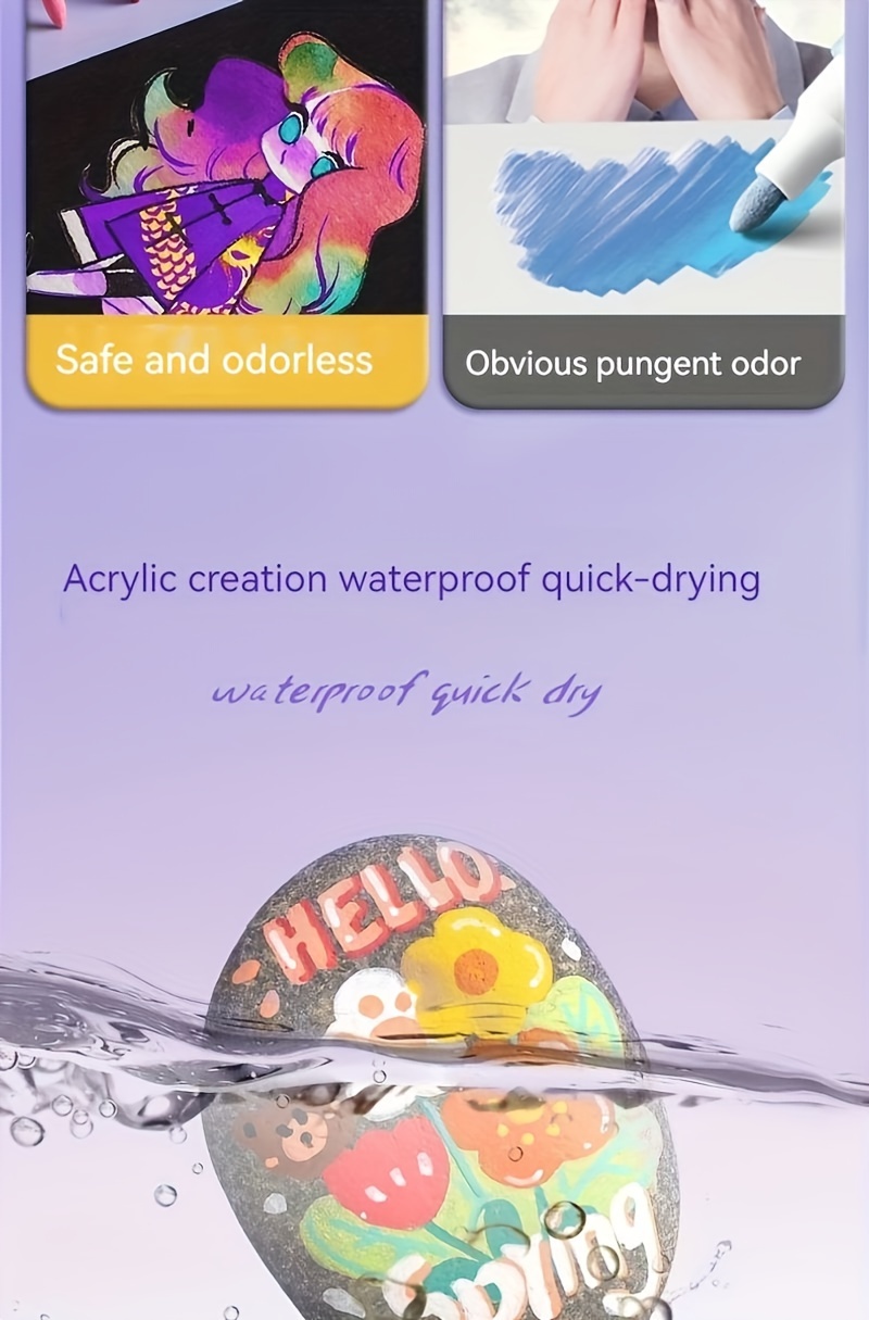 Acrylic Paint Markers for Adults, Fine Tip, Medium Point, Washable, Ambidextrous Plastic Body, Permanent, for Rock, Wood, Glass, Fabric, Ceramic, Stone Arts and Crafts, Professional Artistic Use, Ideal Birthday, Christmas, Easter Gift, for 14+