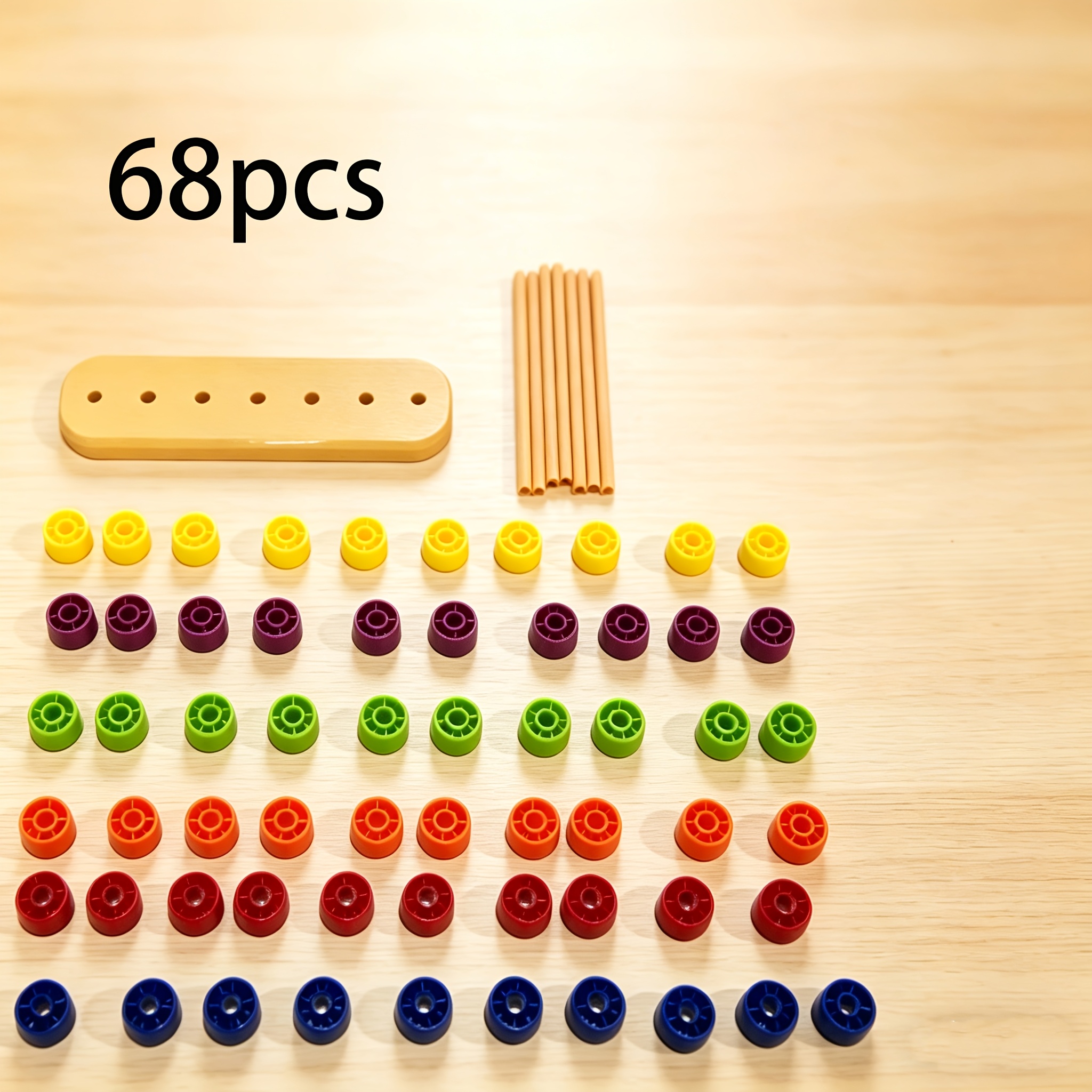 TEMU 68pcs Jouets d'association de perles multicolores, Jeu de puzzle de de couleur empilé, Jeu d'interaction et de fête amusant, Jouet interactif