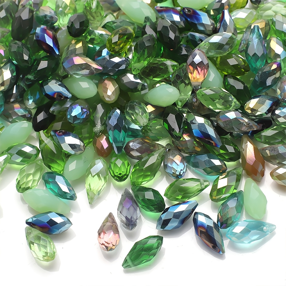 Image of 28pcs 6*12mm Horizontal Hole Teardrop Pendant Beads & Bead Assortments, Colorful Accessory Beading Supplies, Glass Beads For Jewelry Making, Accessories For Earrings, Bracelets, Necklaces