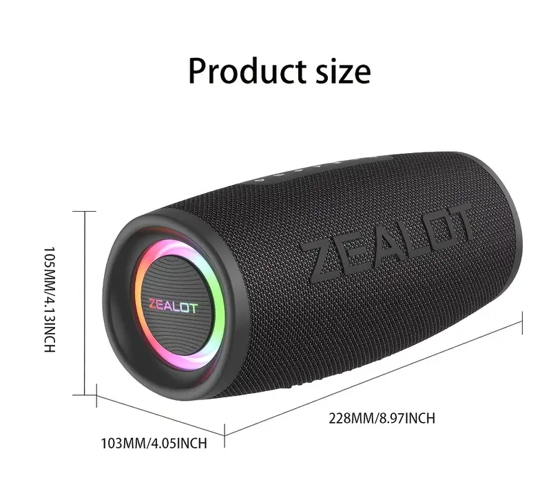 s56 40w portable wireless speakers subwoofer with eq dual pairing long 24h playtime loud stereo bass boost usb c charging ipx 5 for home car outdoor camping black details 7