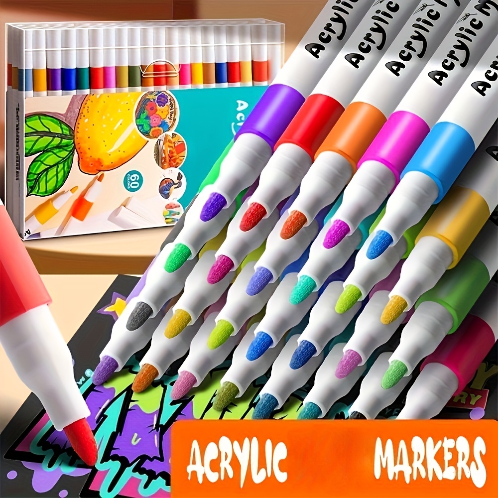 12 36 48 60pcs colors acrylic   set   tip acrylic pens for   ceramic   metal wood and for professional art use