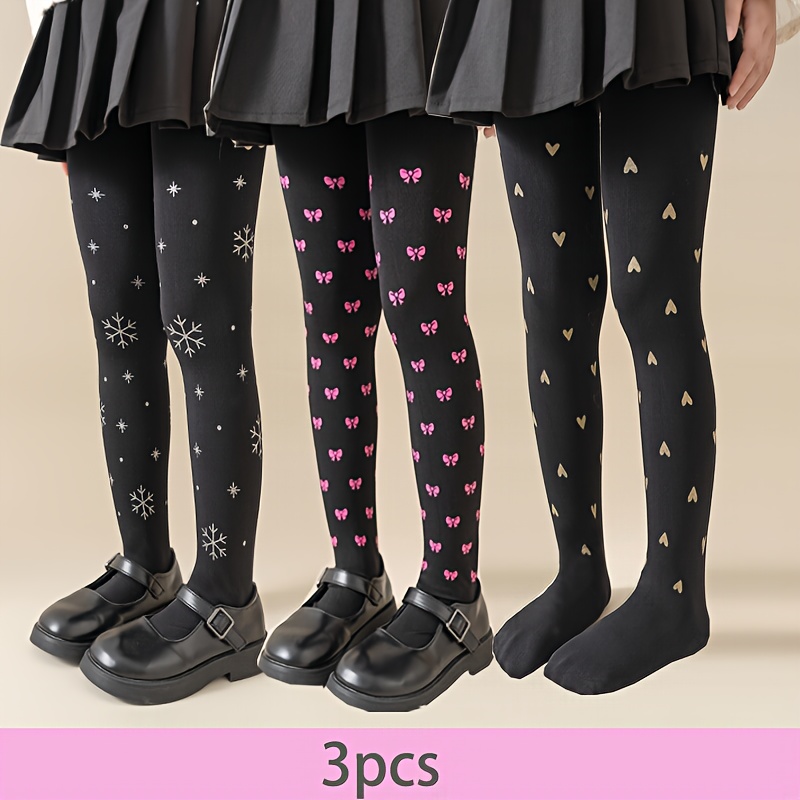3-pack Girls' Tights, Children's Leggings, Printed, Fashionable, Versatile, Slim-fit