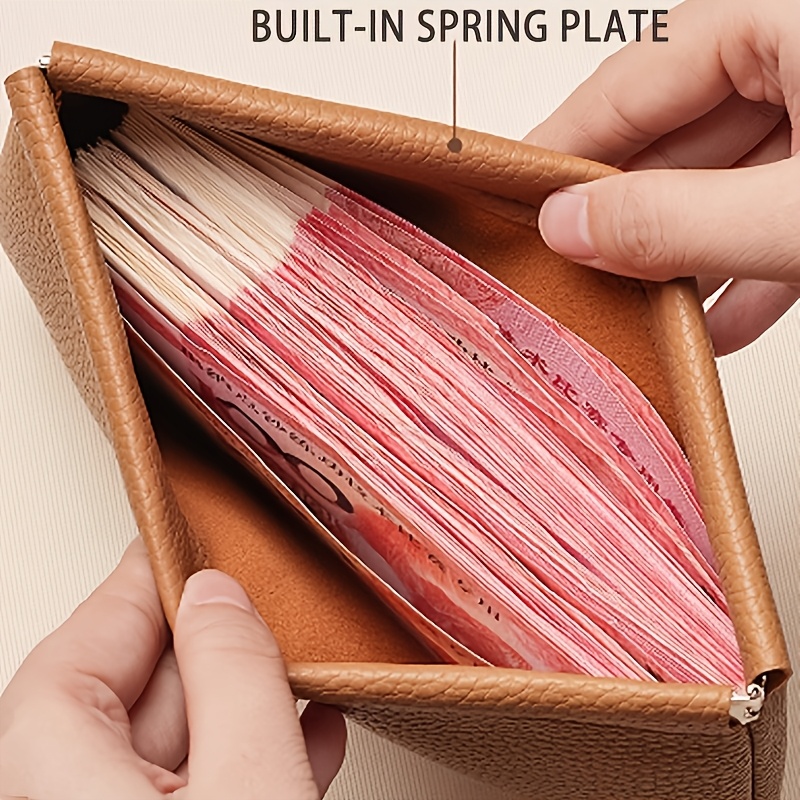 classic long pu wallet featuring automatic closure   cash   spring clip coin pouch convenient storage wallet