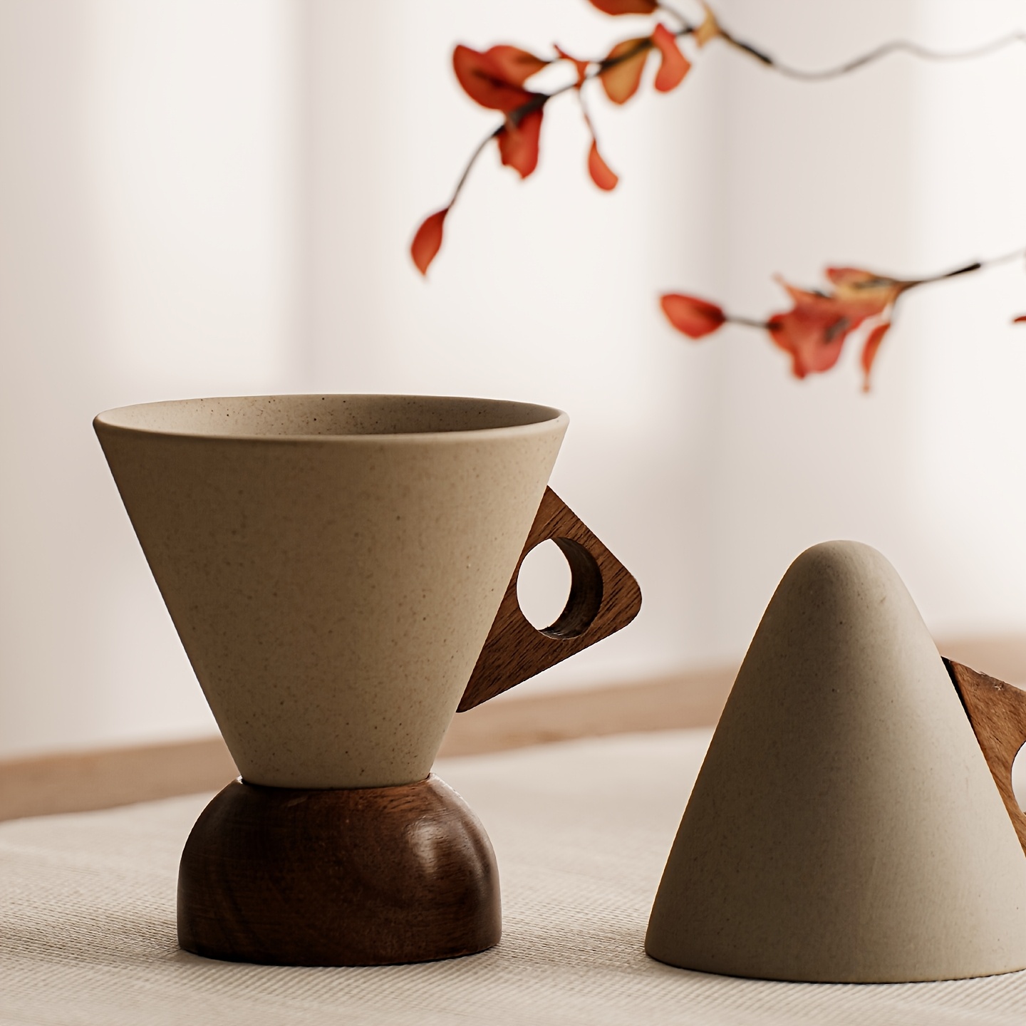 Small coffee cup with bottom funnel shape, Japanese retro style latte art coffee set 6