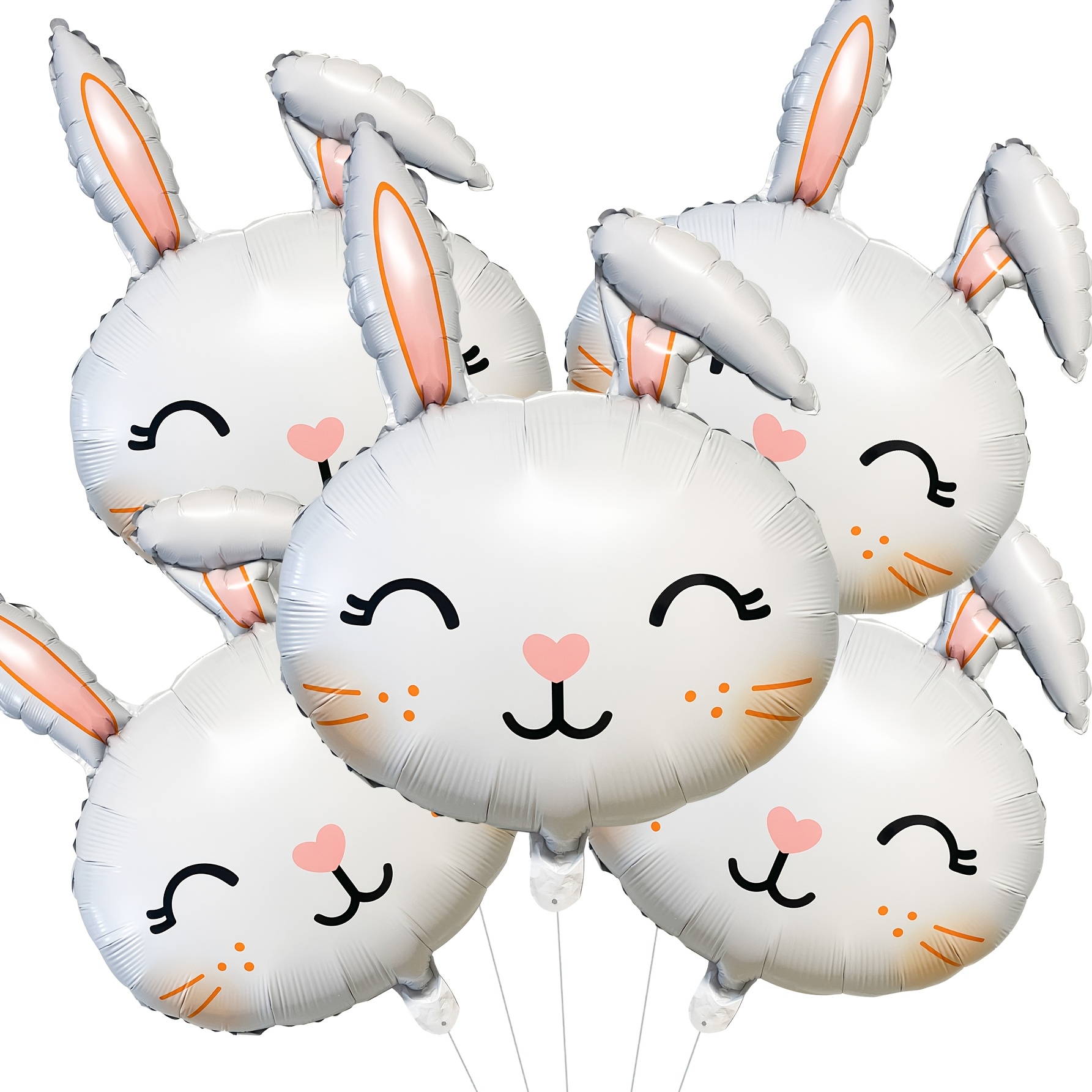 Image of 5pcs Bunny Balloons Easter Balloons Bald Aluminum Film Balloons Suitable For Decorating With Easter Themed Parties, Easter Bunny Birthday Party Supplies, For Halloween, Christmas