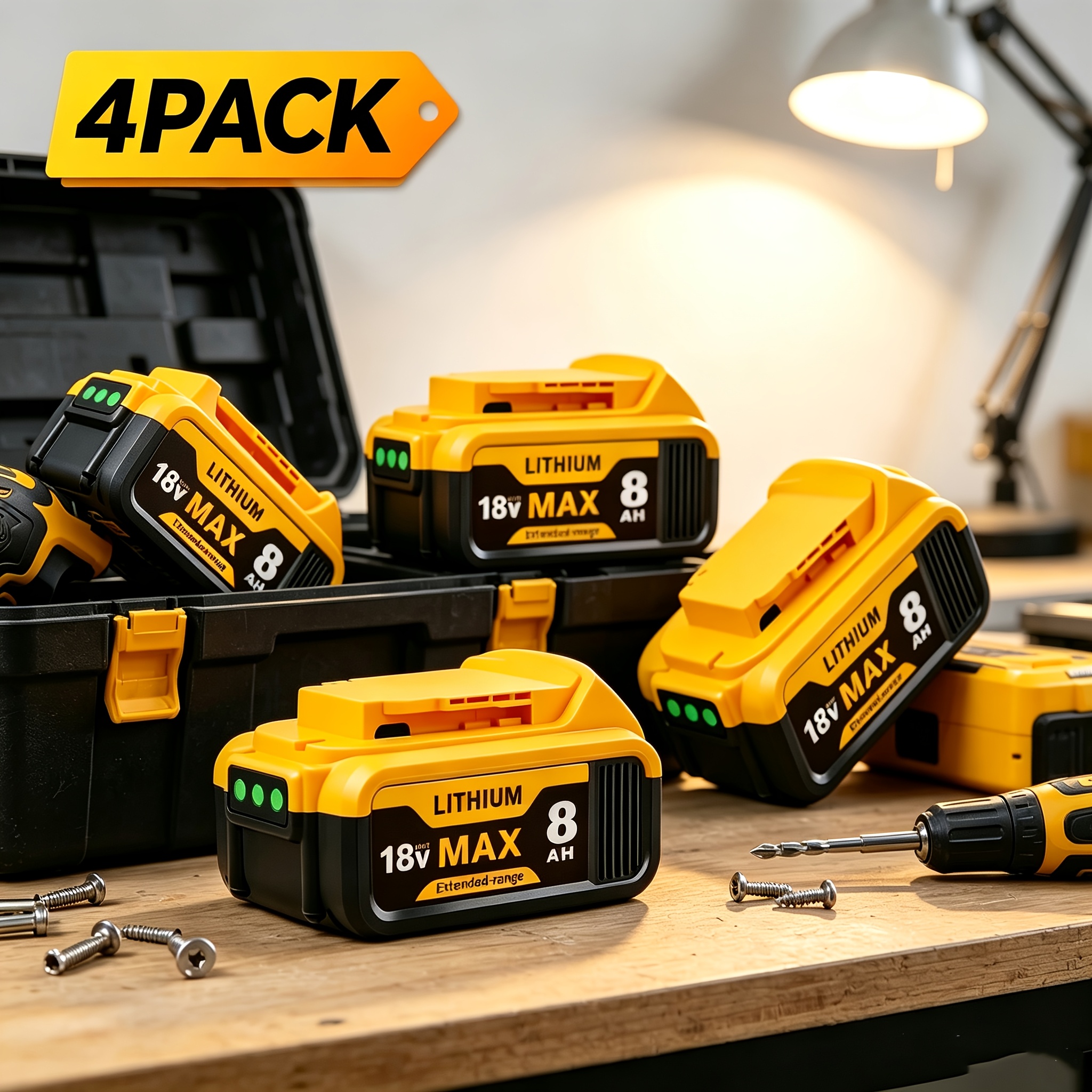 Image of 8pack/6pack/4pack/2pack Replacement For Battery 18v 8000mah Dcb200 Dcb180 Dcb181 Dcb201 Dcb204 Dcb185 Dcb203 Batteries With Led Indicator