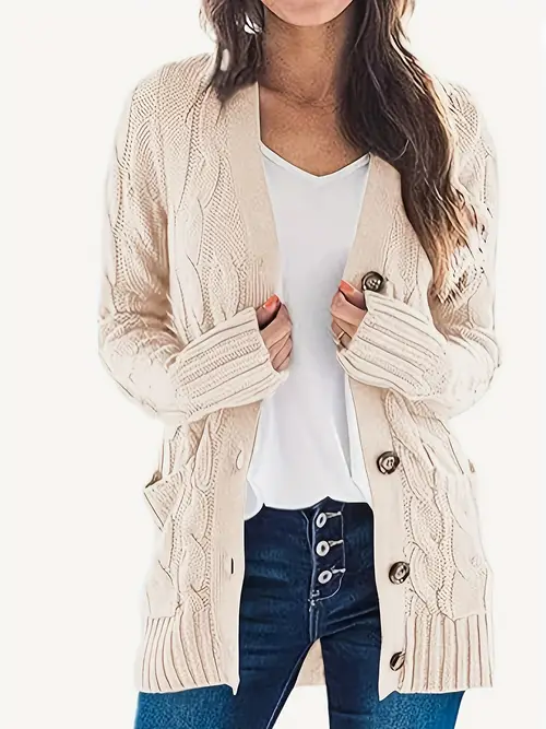 womens front cardigan fashion button thick knit coat lightweight cardigan casual long sleeve knitted cardigan with pockets