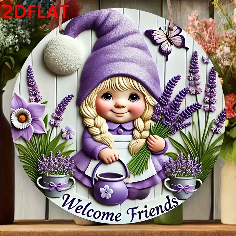 Image of 2dflat, 1pc Farmhouse Wooden Welcome Friend Sign, Spring And Summer Holiday Wall Decor With Lily And Ornamentation, Suitable For Outdoor And Indoor Use, No Electricity Or Battery Required