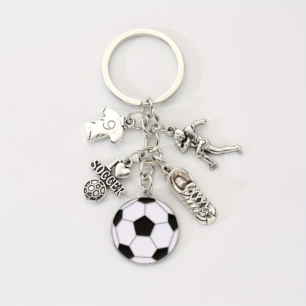 Alloy Sports Ball Football Player Sports Fan Souvenir Keychain Pendant Bag Accessories For Souvenir Gift