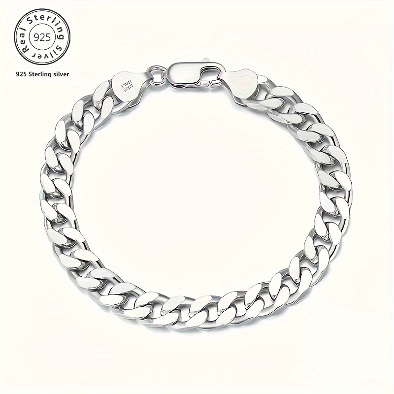 

925 Sterling Silver 35mm Diamond Cut Cuban Chain Bracelet, Suitable For Men And Women Daily Wear, With A Beautiful Gift Box, Suitable For Holiday Gifts