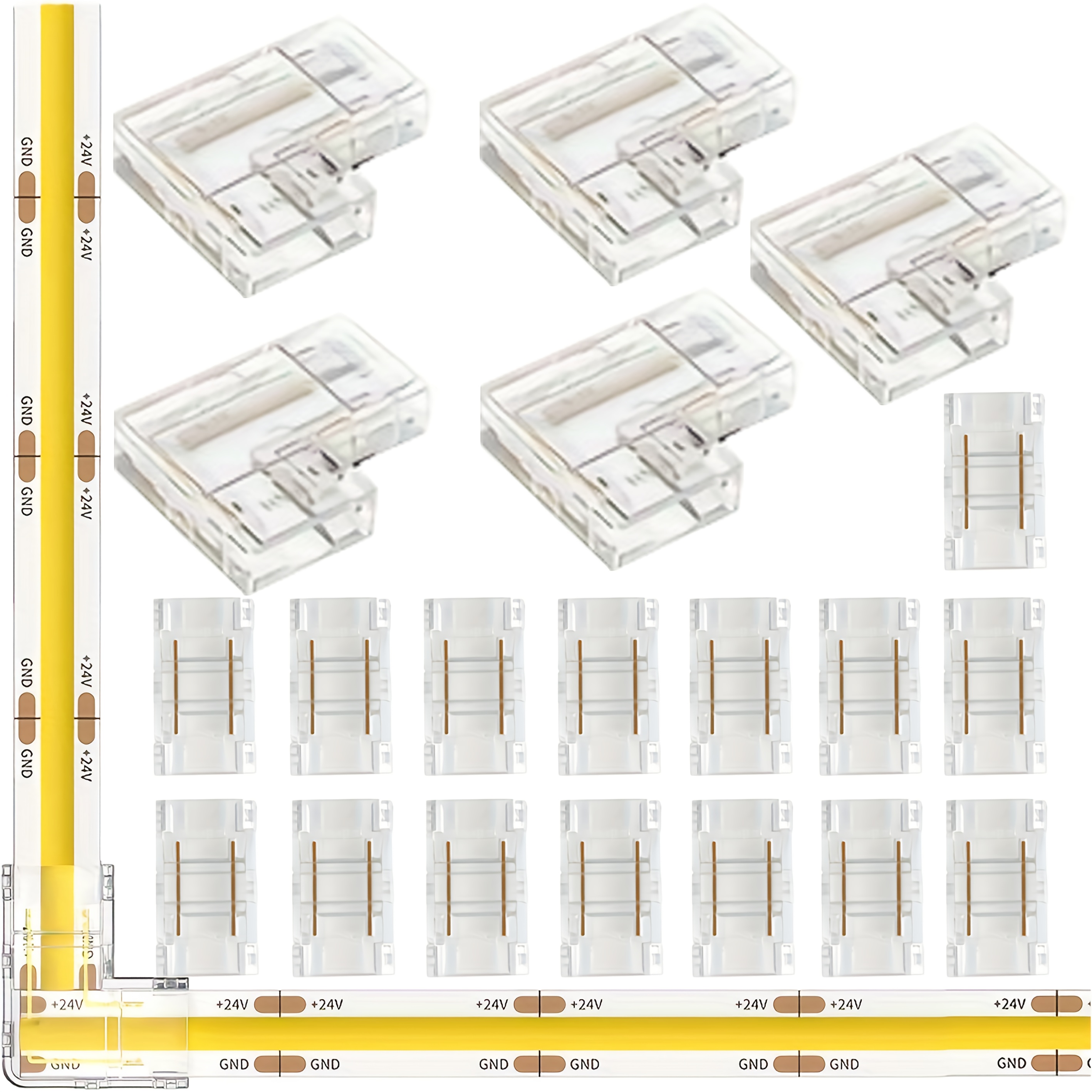 TEMU Kit de Connecteurs COB à 2 Broches pour Bandes Lumineuses, Paire-à-Paire pour Bandes Unicolores COD/SMD 8mm