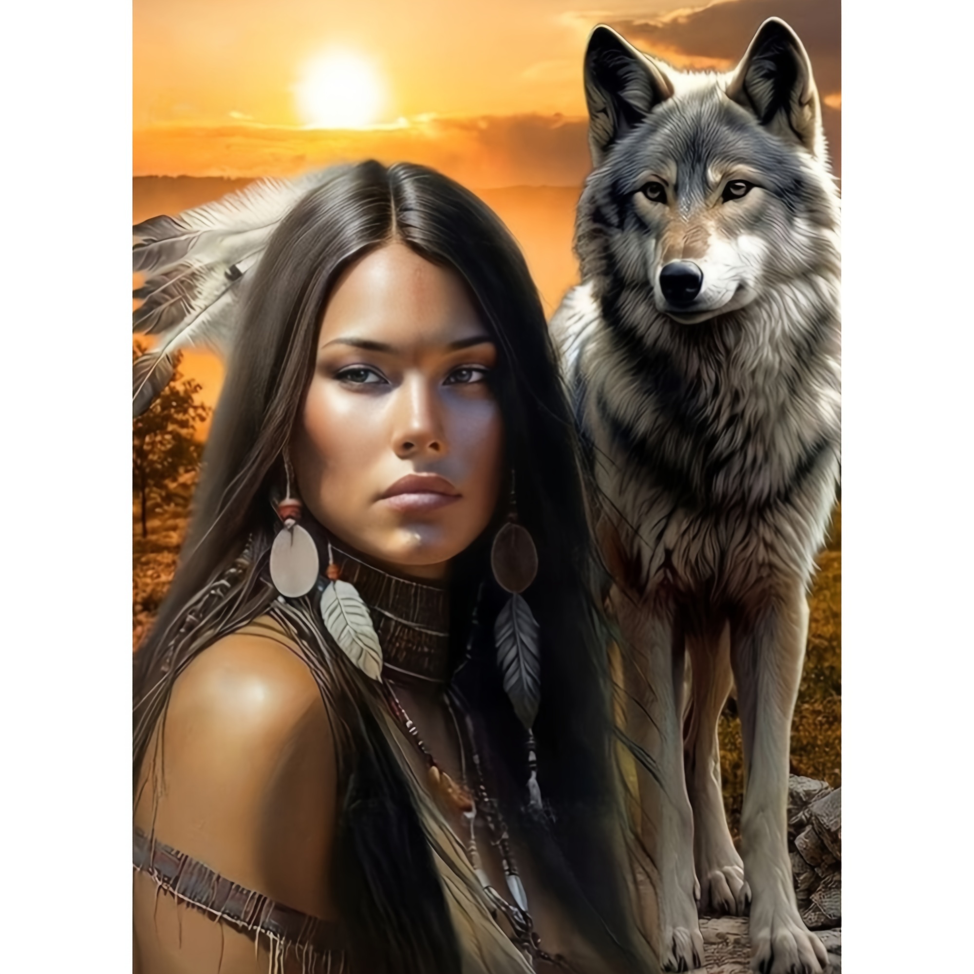 

Wolf Girl 5d Diamond Painting Kit - Diy Full Round Rhinestone Mosaic Craft, Frameless Canvas Art For Home & Office Decor, Perfect Gift For Friends And Family