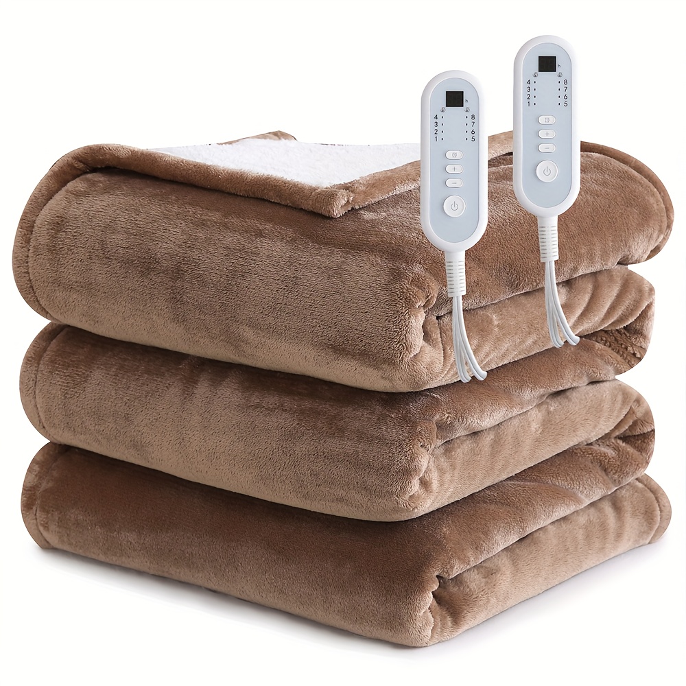 Extra Large Flannel And Electric Blanket With Time And Temperature Control, 10 Hour Auto-Off, 8 Temperature Levels, Queen/King Two Controllers, Throw/Twin/Full With 1 Controller, Machine Washable, PTC+NTC Overheat Protection 17 Extra Large Flannel And Electric Blanket With Time And Temperature Control, 10 Hour Auto-Off, 8 Temperature Levels, Queen/King Two Controllers, Throw/Twin/Full With 1 Controller, Machine Washable, PTC+NTC Overheat Protection - Image 17