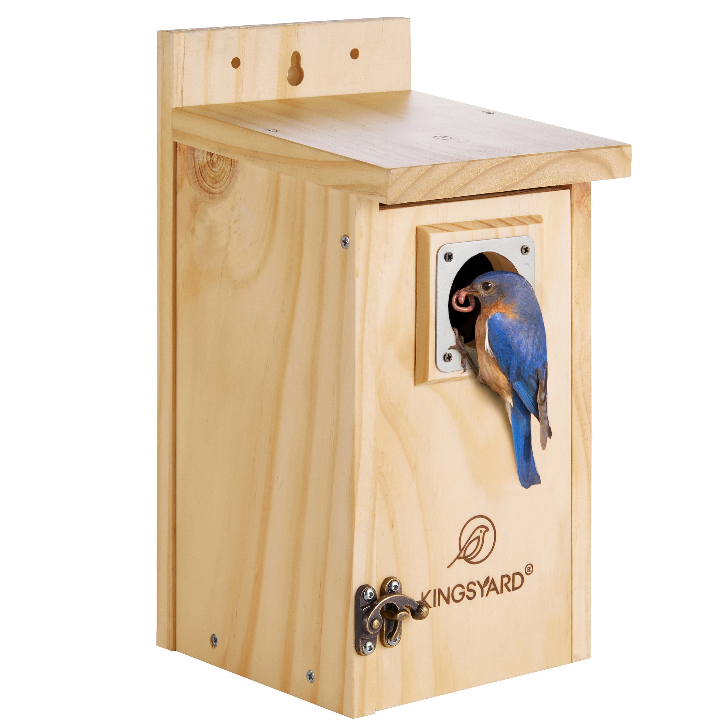 

Kingsyard Blue Bird House For Outdoors - Classic Wooden Bluebird House With For Bluebirds Titmice Chickadees Nesting Birds, Wood