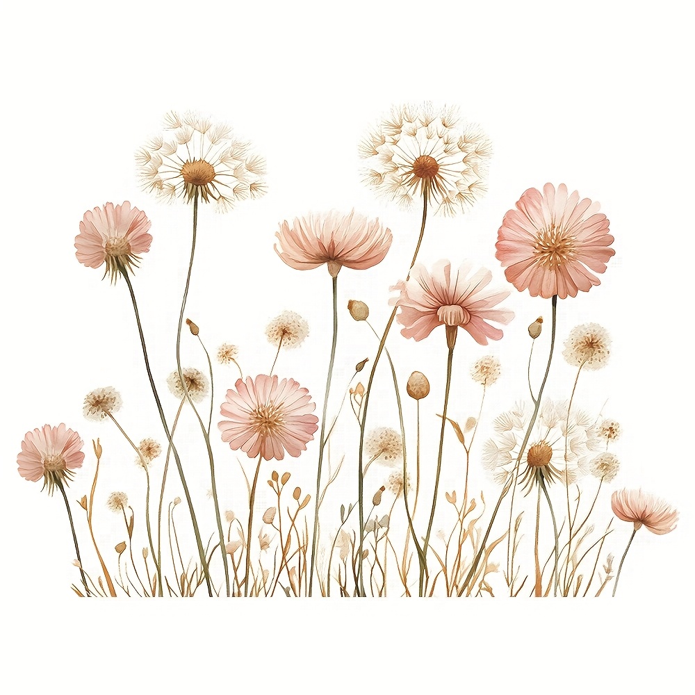 Image of Dandelion Window Stickers, Creative Self-adhesive Removable Double-sided Pvc Glass Stickers, Living Room Bedroom Dining Room Study Bathroom Door Window Glass Decoration Stickers