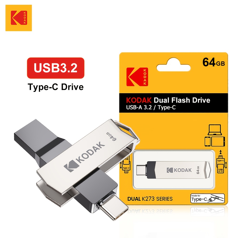 TEMU Kodak Otg Usb Flash Drive 32gb/64gb High Speed 2in 1 Type-c/usb3.2 Memory Stick With 360° Rotation Design For Easy Data Transfer And Storage
