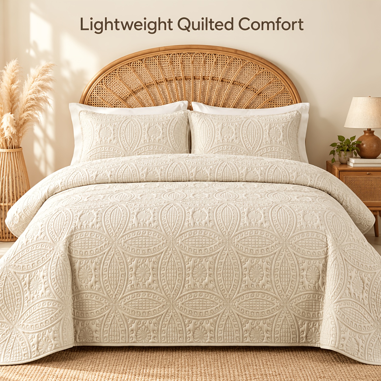 Oversized Quilted Bed Cover Set, 2/3pcs Set, Soft Breathable Microfiber Fabric, 1 Pillowcase, Machine Washable, Room Decor, Fall And Winter Indoor Home Decor, Halloween And Christmas Gift