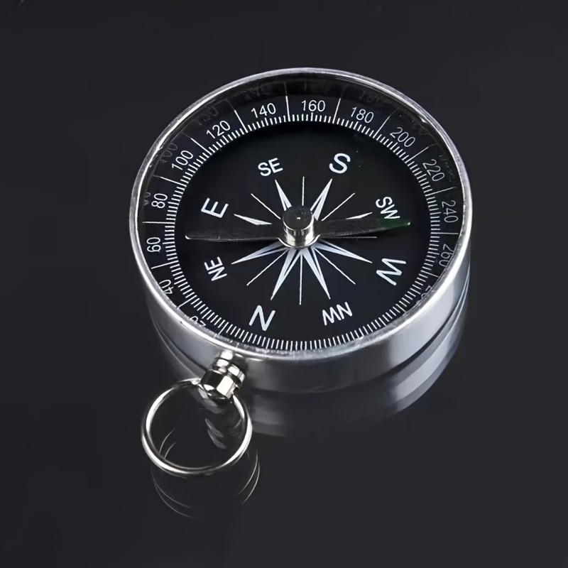 1pc Mini Pocket Compass Keychain, Durable Lightweight Aluminum Alloy Material, Portable Outdoor Navigation Tool, Suitable For Hiking, Camping Or Daily Use, Camping Additions, Without Battery