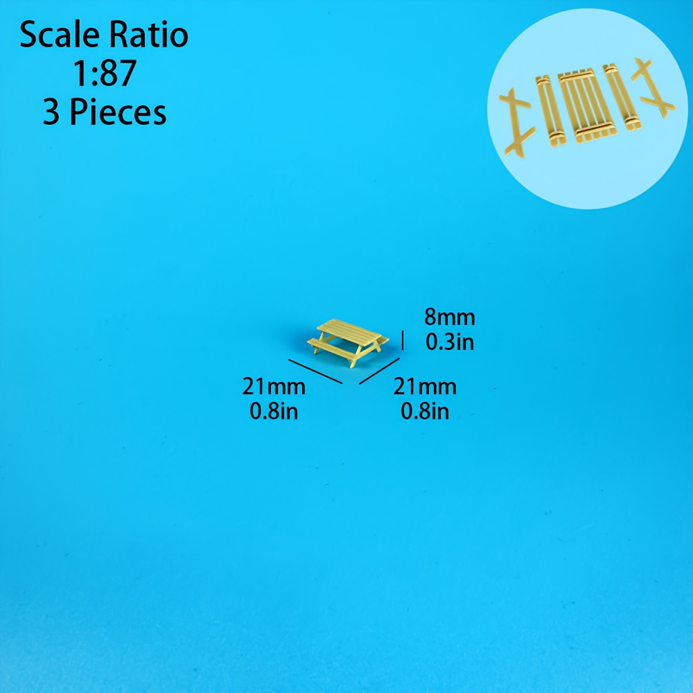 Miniature Park Picnic Table - Plastic 1:12-1:87 Scale For Dollhouse Gardens, Model & Outdoor Scenes - Realistic Assembled Decor