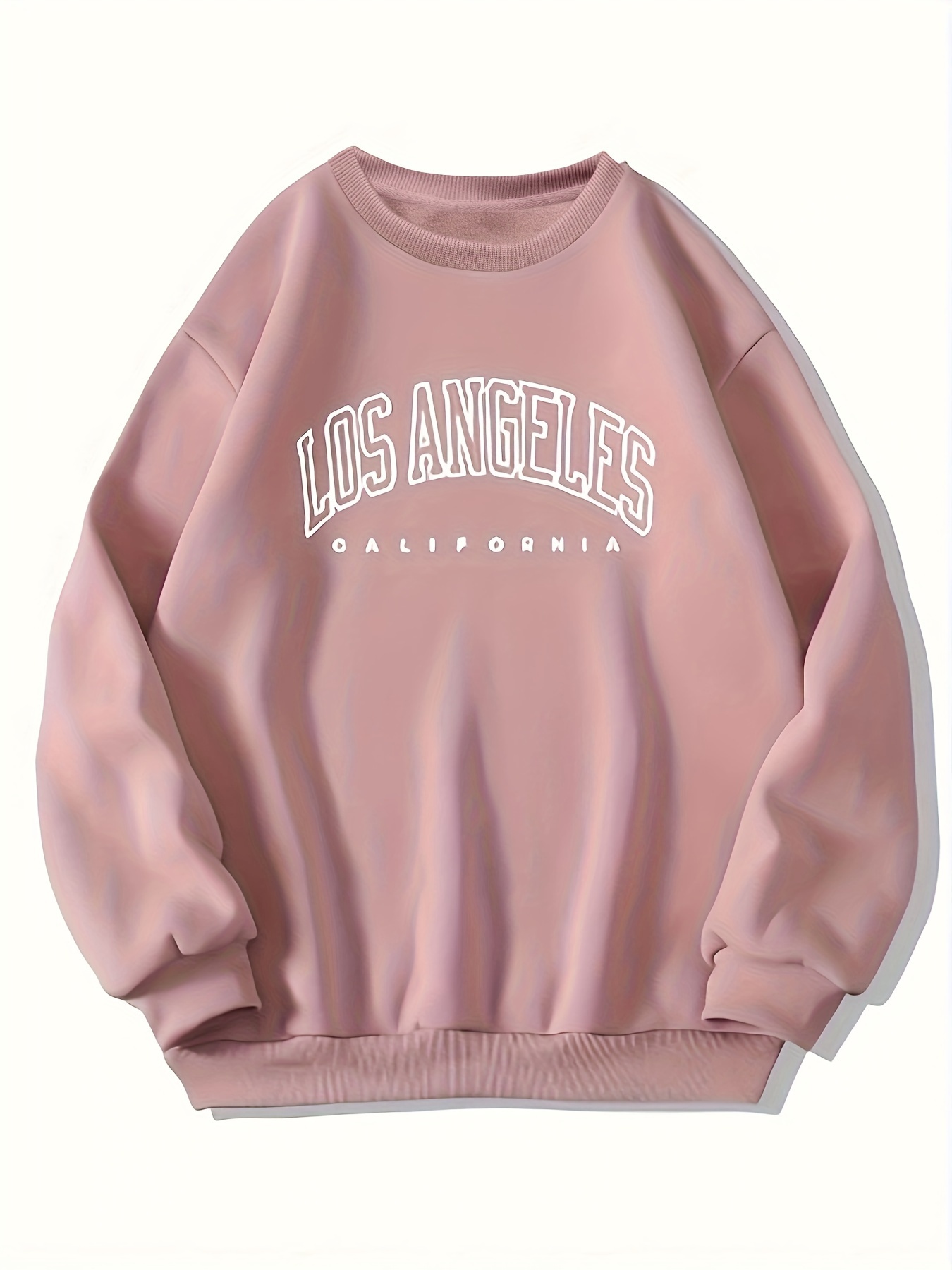 HZMM Casual LOS ANGELES Sweatshirt Printed Crewneck Cotton Long Sleeve Tops  Ladies Sweatshirt Club Basic Tee Shirt Casual Jumper Tops fit Teenage Girl  Beige, S : : Fashion