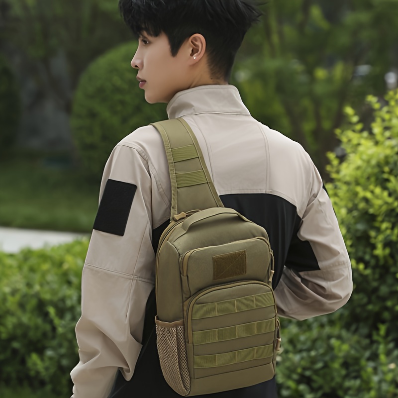 Image of Outdoor Crossbody Chest Bag Tactical Chest Bag With 3 Pockets, For Runners, Workout, Hiking, Cycling And Traveling.