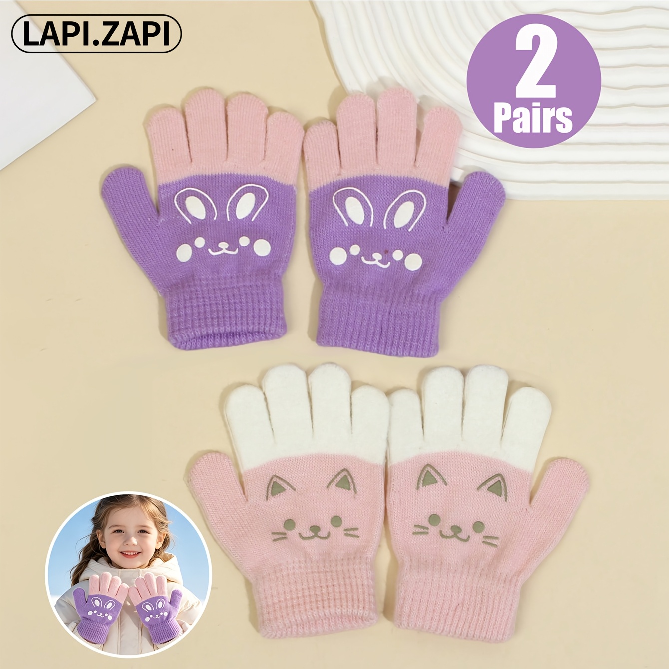Image of Cat Rabbit Children Warm Gloves, Suitable For 3-8y