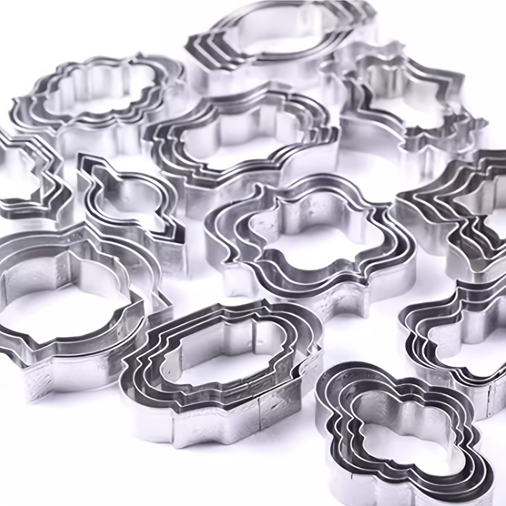 13 pattern stainless steel cookie cutters mirror frame shape diy baking cookie molds set 3 4pcs multi pattern cutters european style