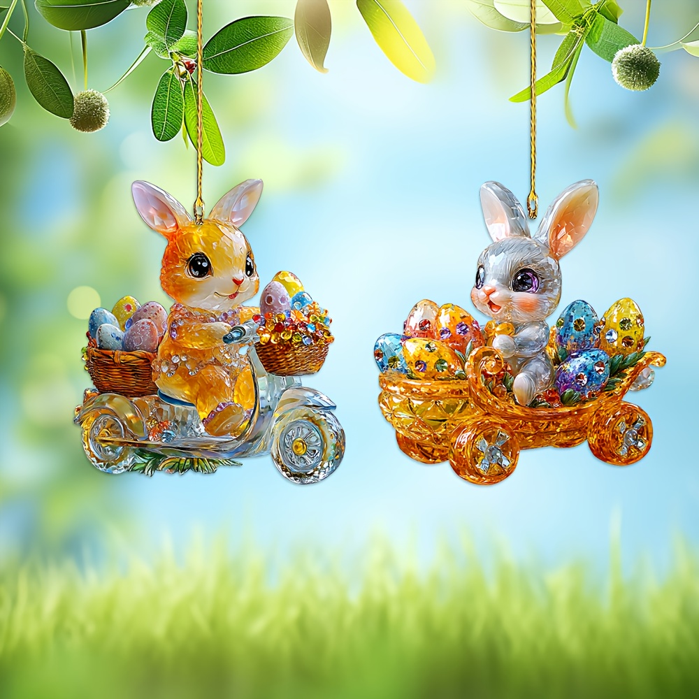 

2pcs Easter Bunny Acrylic Car Decoration