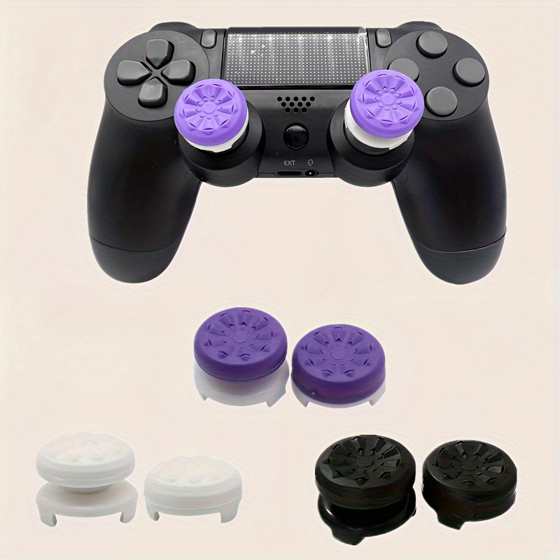 

2-piece Black, White & Purple Thumb Grip Caps For Playstation 4 & 5 - Enhanced Height Keycaps