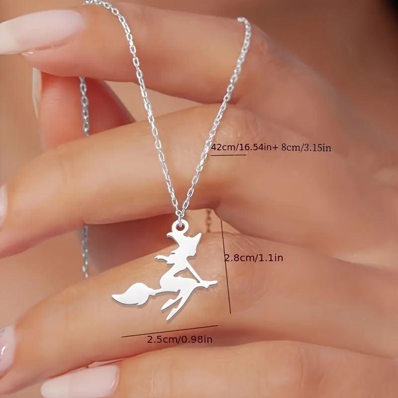 Retro Halloween Witch Pendant Necklace