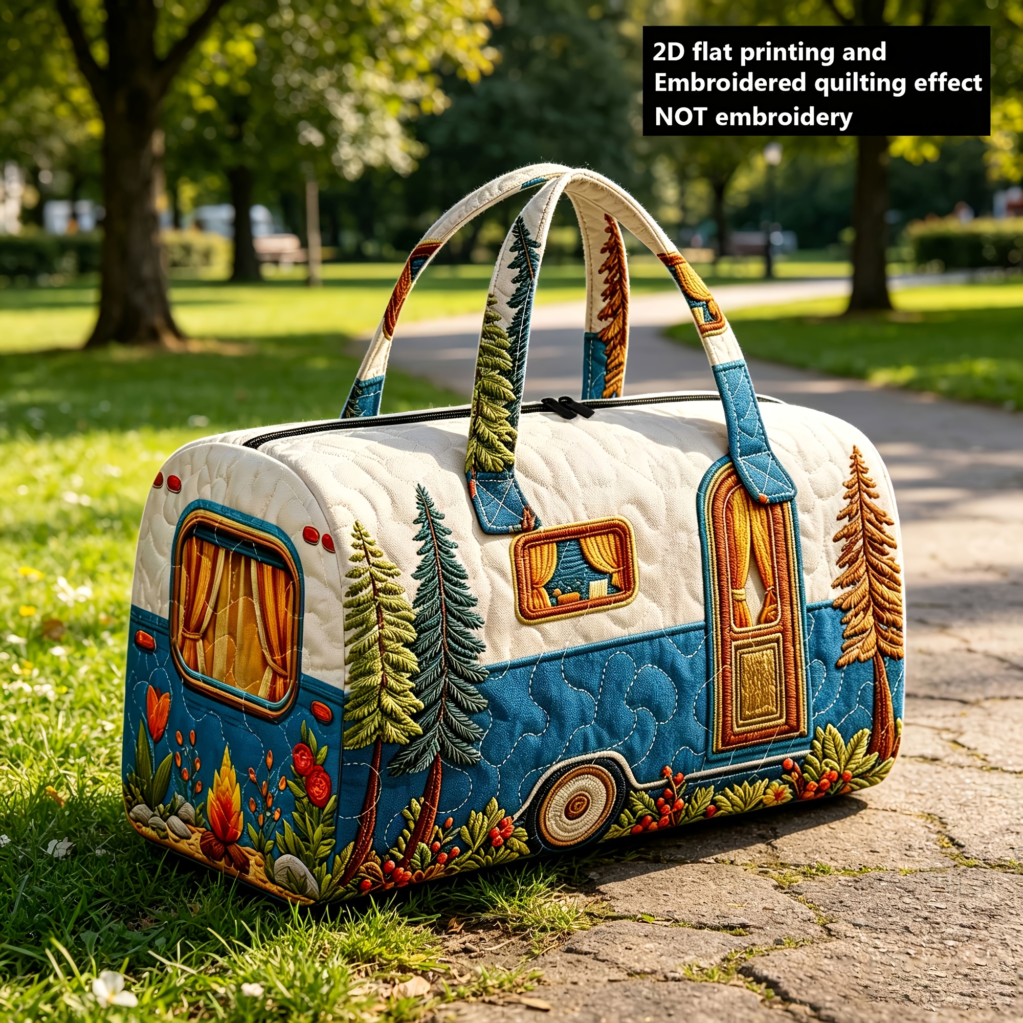 TEMU Printed Design â Not Textured, Quilting Women's Large Capacity Travel Bag, Quilted Luggage Bag, Outdoor Travel Luggage Storage Bag, Fitness Yog