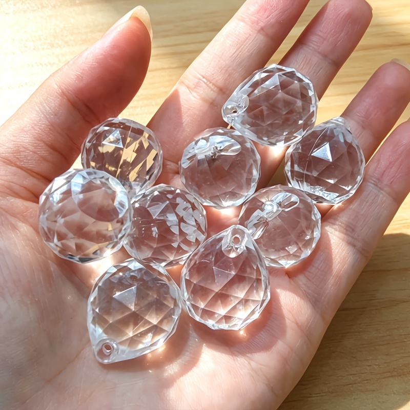 TEMU 12pcs Set Of Transparent Light-catching Prism Pendant Beads, Sunlight Catchers, Refracting , For Jewelry And Decoration Making, Hanging