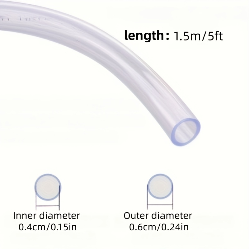 TEMU Tuyau en PVC souple, transparent et très élastique de 1,5 m/6 m/, tube en plastique léger avec un diamètre intérieur de 4 mm, adapté aux petites