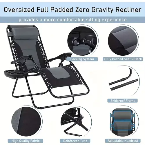 2pcs of outdoor folding chair with pillow and cup holder folding chair gravity 330 lbs load capacity outdoor lounge chair for patio poolside backyard beach portable design