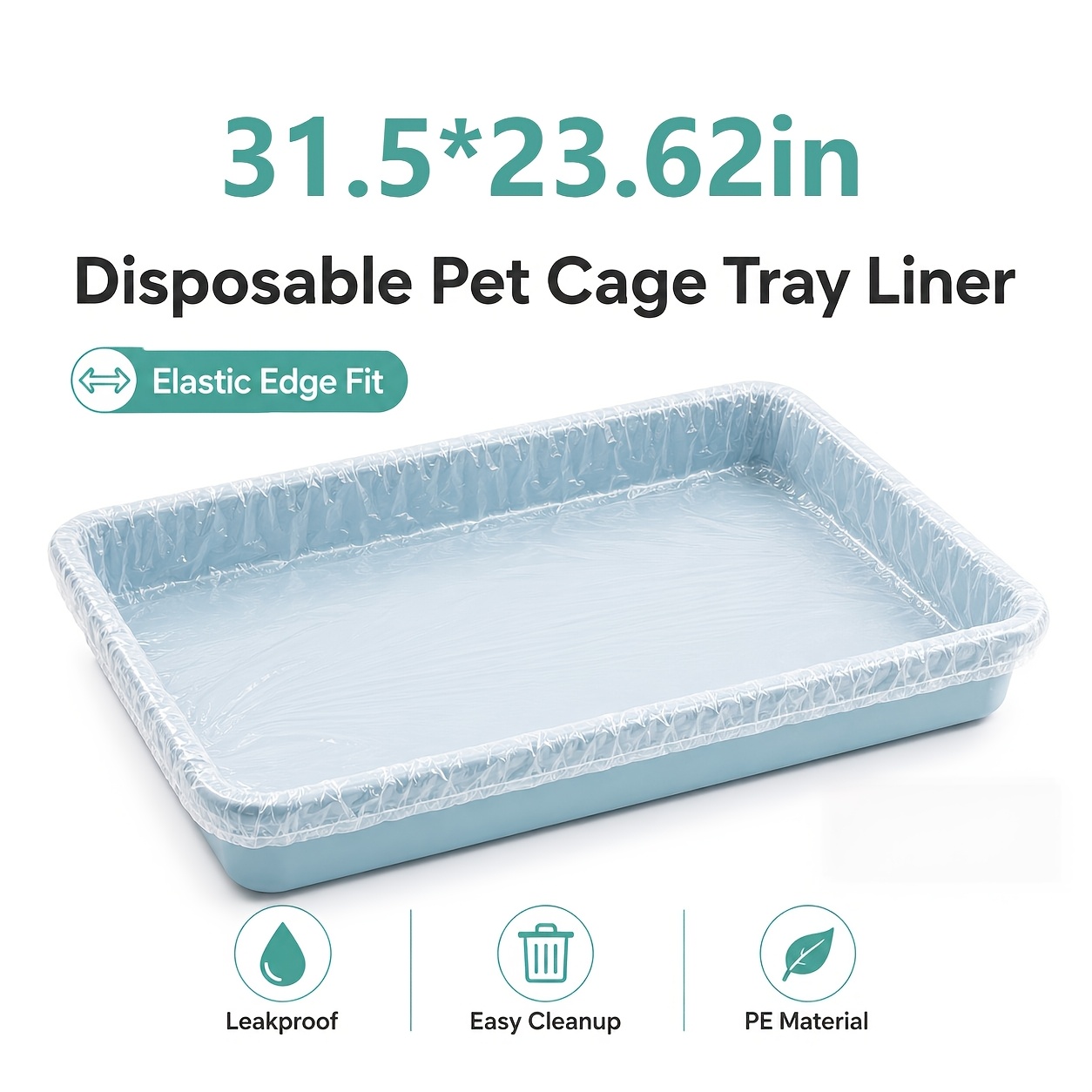 TEMU 65pcs 3size Disposable Elastic Pet Cage Tray Liners, Clear Pe Plastic Cage Liner Bags For Rabbits, Guinea Pigs, Hamsters, Birds, Cats, Dogs And