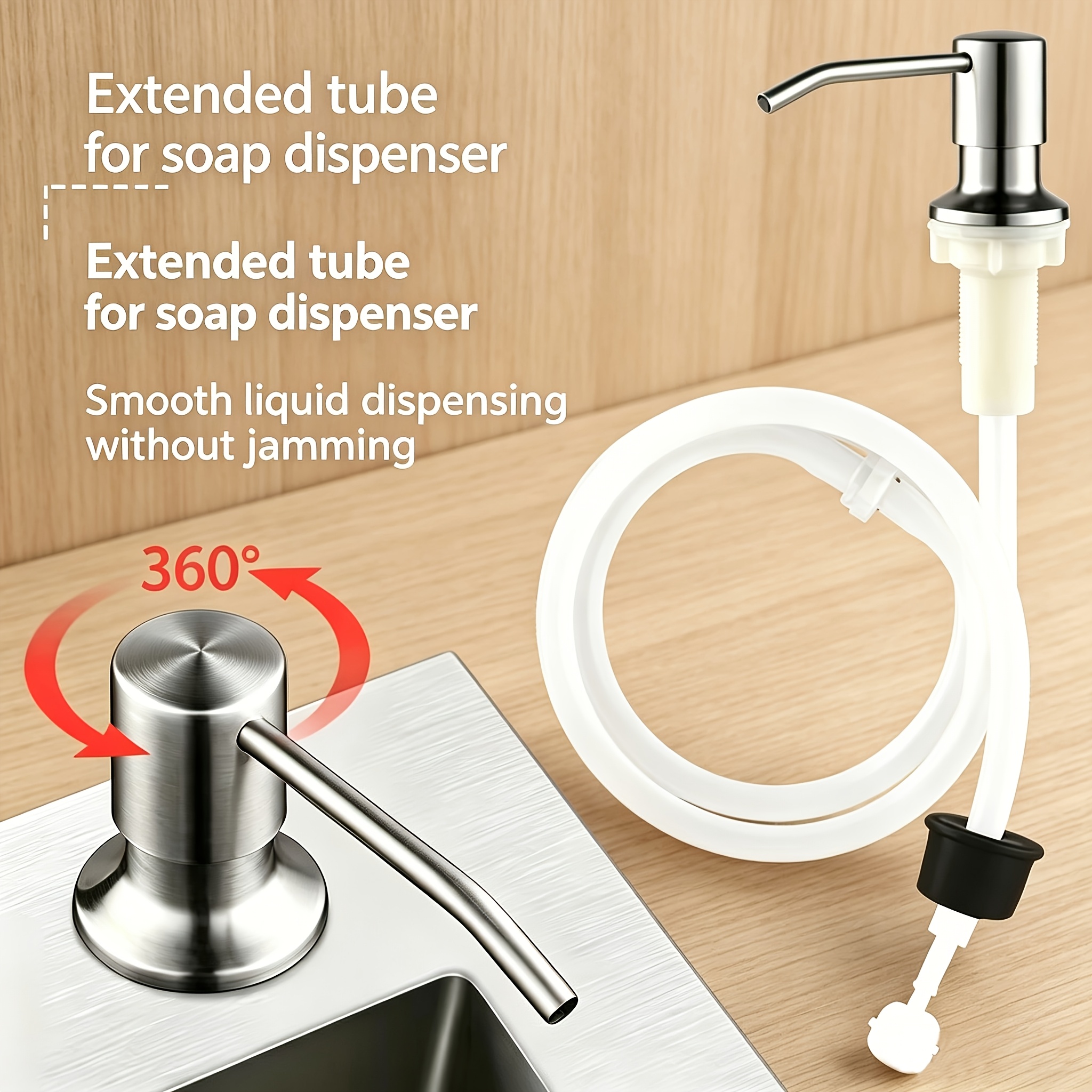 TEMU Distributeur de liquide vaisselle argenté intégré avec tête de pulvérisation à pression. intégrée simple, avec distribution de liquide fluide et