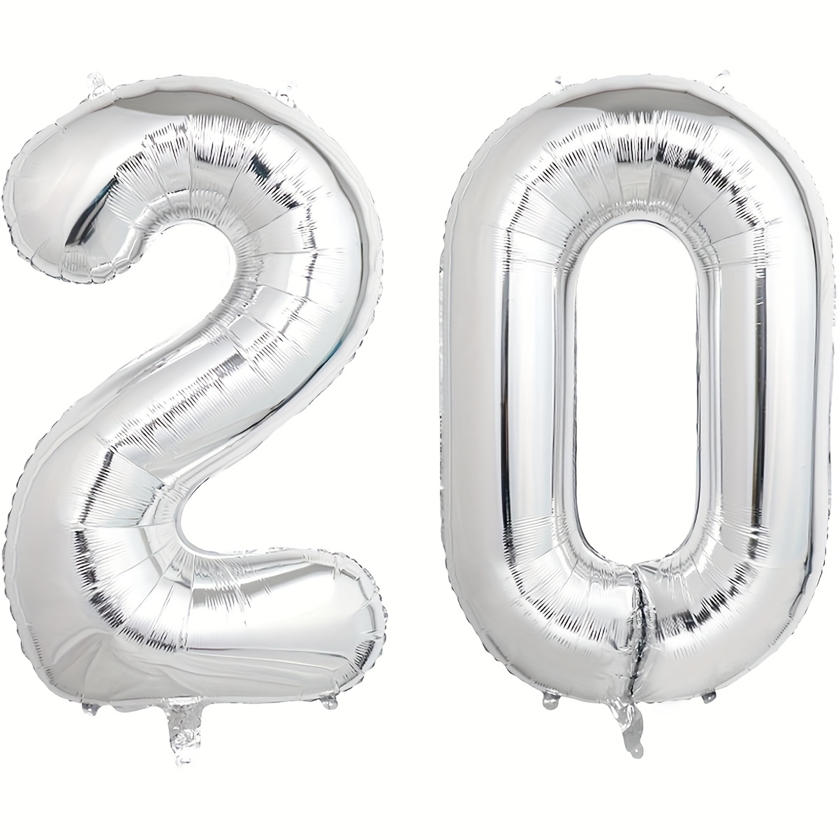 32 Inch Silver 20 Number Balloons, Enormous Jumbo Helium Mylar Foil Silver Number Balloons For Birthday, Silver Mylar Digital Balloons For 20th Birthday, Anniversary Party Decorations Supplies